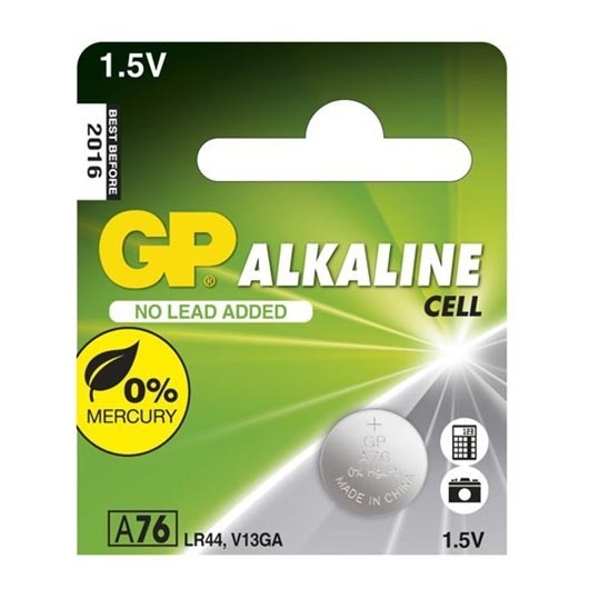 1 шт. Лужна кнопкова батарейка LR44 GP ALKALINE 1,5V