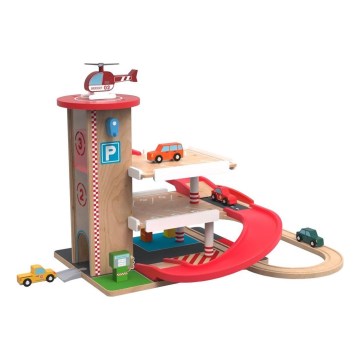 2Kids Toys - Деревянный гараж с железнодорожными путями