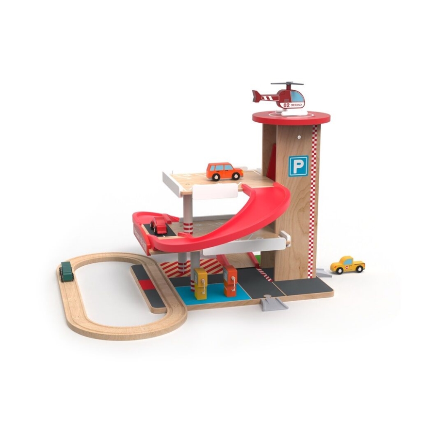 2Kids Toys - Деревянный гараж с железнодорожными путями