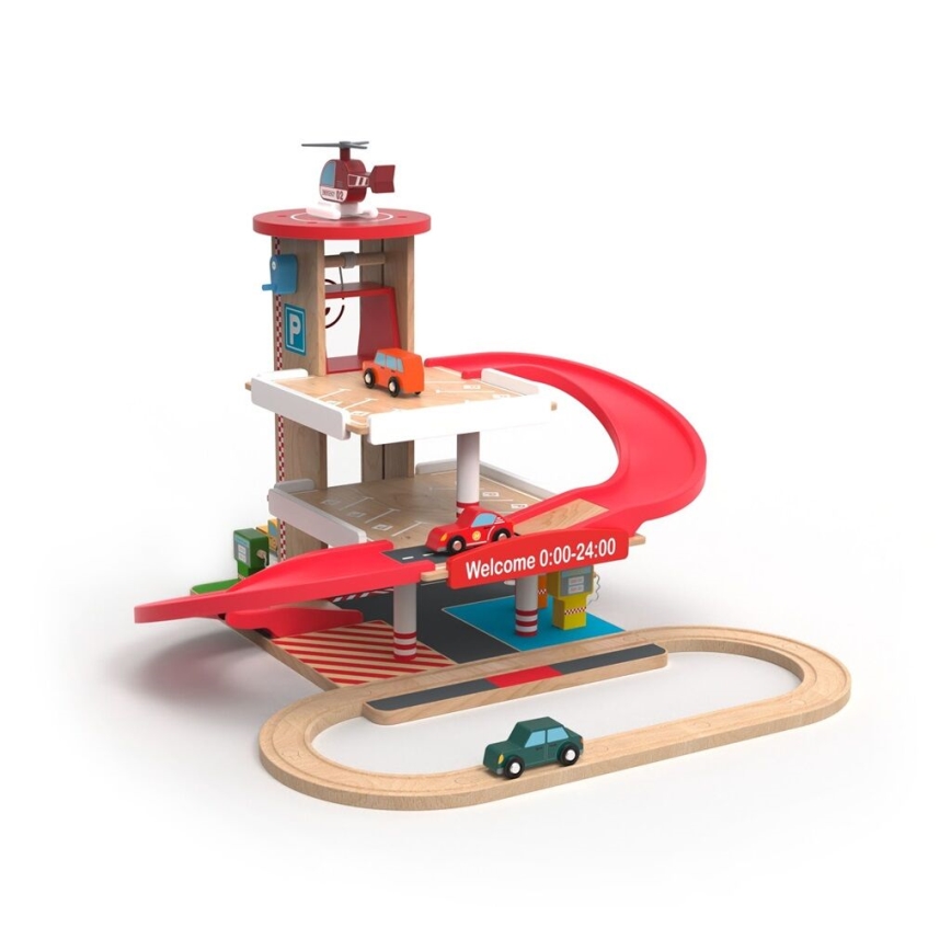 2Kids Toys - Деревянный гараж с железнодорожными путями
