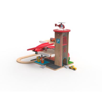 2Kids Toys - Деревянный гараж с железнодорожными путями