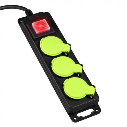 3-розетковий подовжувач із вимикачем, 5 м, клас захисту IP44