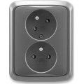 ABB 5513A-C02357 S2 - Двойная домашняя розетка с рамкой TANGO 250V тёмно-серая