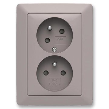 ABB 5513T-C02157 144 - Подвійна побутова розетка з рамкою ZONI 250V грейж