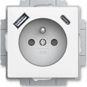 ABB 5569T-A32357 240 -Розетка для дома без рамки ZONI 250V 1xUSB A+C матовая белая