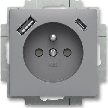 ABB 5569T-A32357 241 - Домашняя розетка без рамки ZONI 250V 1xUSB A+C серая