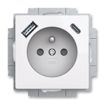 ABB 5569T-A32357 500 - Розетка для дома без рамки ZONI 250V 1xUSB A+C белая