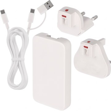 Адаптер для путешествий с USB и сменными насадками, GaN, 100–250 В
