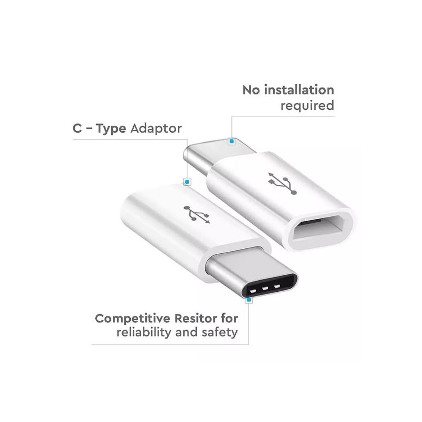 Адаптер Micro USB на USB-С білий