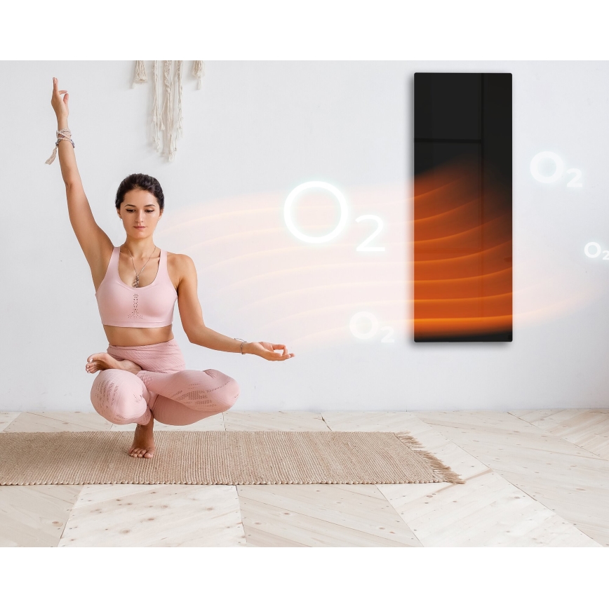 AENO - Розумна електрична інфрачервона панель 700W таймер/термостат IP44 Wi-Fi чорний