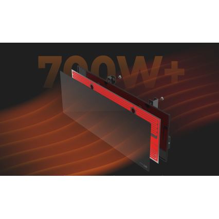 AENO - Розумна електрична інфрачервона панель 700W таймер/термостат IP44 Wi-Fi чорний