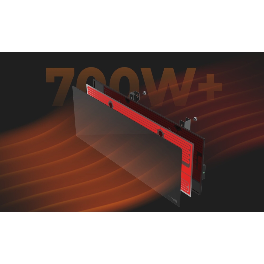AENO - Розумна електрична інфрачервона панель 700W таймер/термостат IP44 Wi-Fi чорний