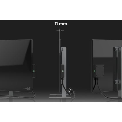 AENO - Розумна електрична інфрачервона панель 700W таймер/термостат IP44 Wi-Fi чорний