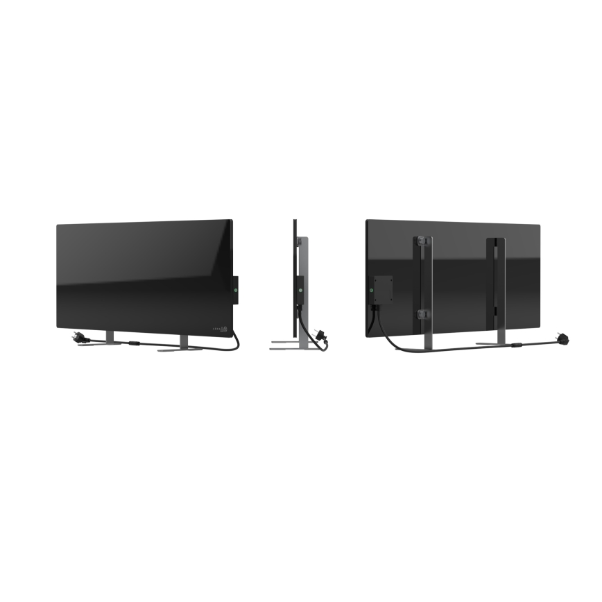 AENO - Розумна електрична інфрачервона панель 700W таймер/термостат IP44 Wi-Fi чорний