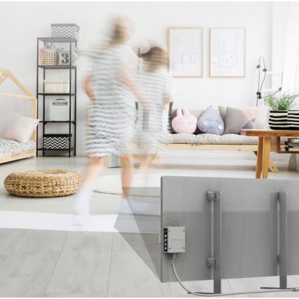 AENO - Розумна електрична інфрачервона панель з LED дисплеєм 700W таймер/термостат IP44 Wi-Fi сірий