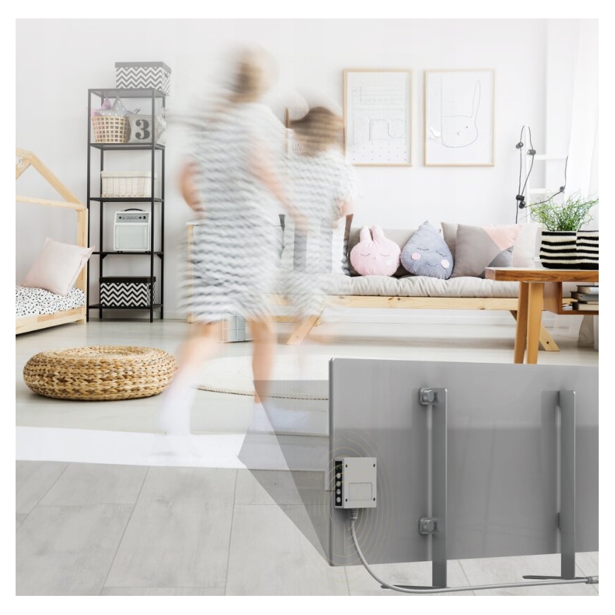 AENO - Розумна електрична інфрачервона панель з LED дисплеєм 700W таймер/термостат IP44 Wi-Fi сірий