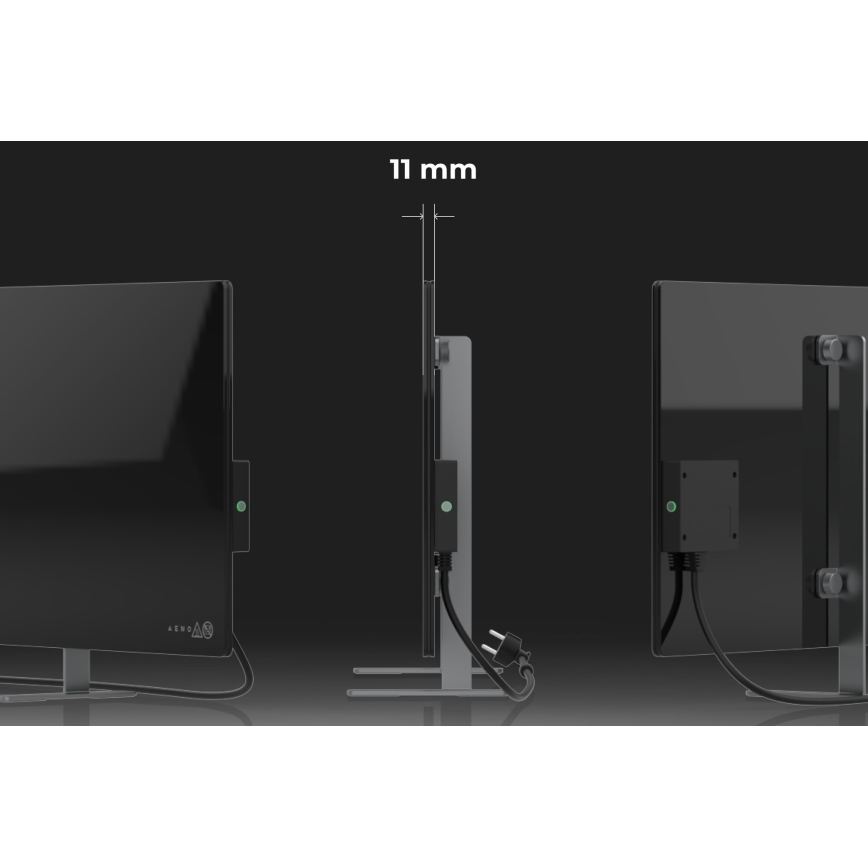 AENO - Розумна електрична інфрачервона панель 700W таймер/термостат IP44 Wi-fi чорний