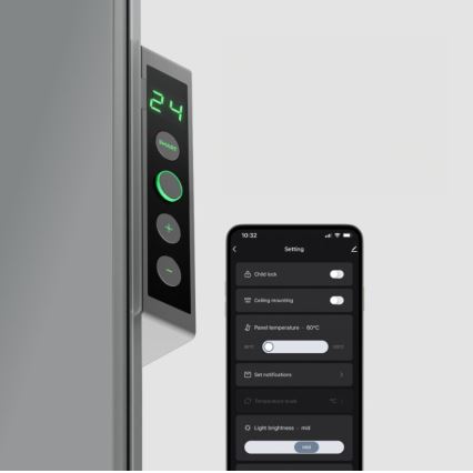 AENO - Розумна електрична інфрачервона панель з LED дисплеєм 700W таймер/термостат IP44 Wi-fi сірий