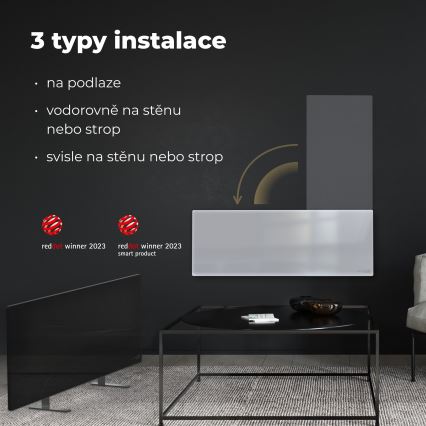 AENO - Розумна електрична інфрачервона панель 700W таймер/термостат IP44 Wi-fi білий