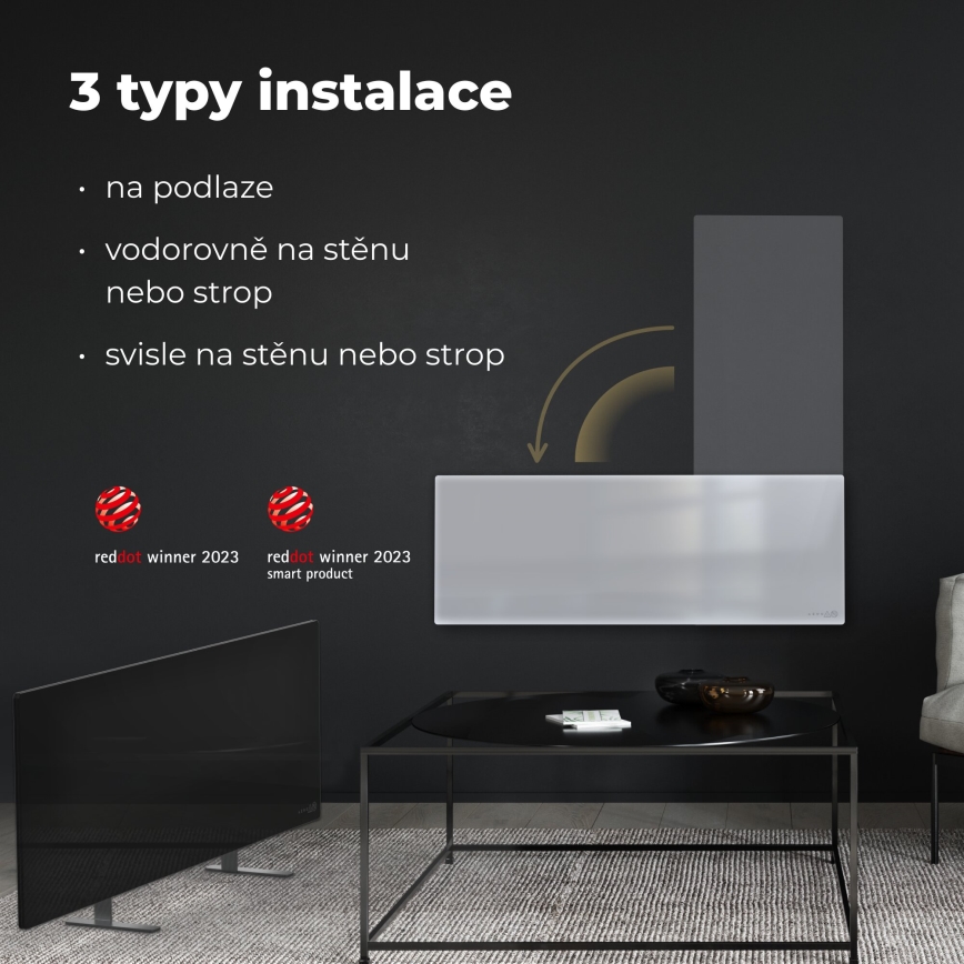AENO - Розумна електрична інфрачервона панель 700W таймер/термостат IP44 Wi-fi білий