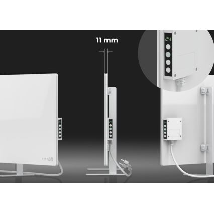 AENO - Розумна електрична інфрачервона панель з LED дисплеєм 700W таймер/термостат IP44 Wi-fi білий