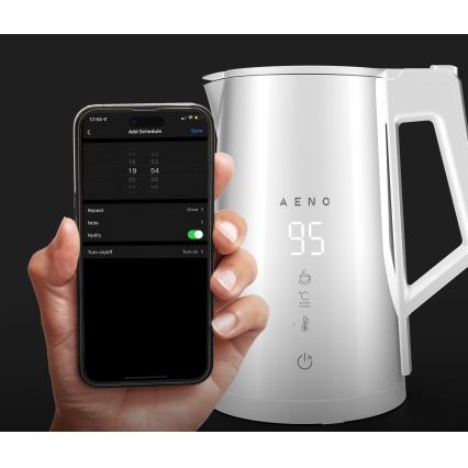 AENO - Розумний електрочайник зі світлодіодним дисплеєм 1,7 л 2200 Вт/230 В білий