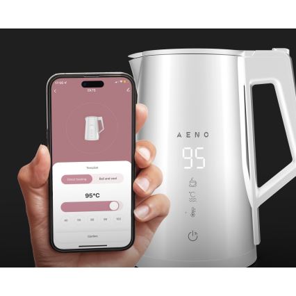 AENO - Розумний електрочайник зі світлодіодним дисплеєм 1,7 л 2200 Вт/230 В білий