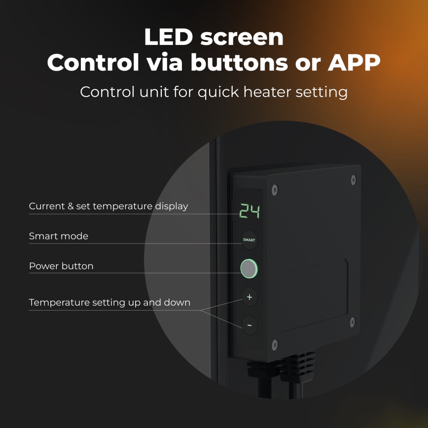 AENO - Умная электрическая инфракрасная панель 500 Вт с таймером/термостатом, Wi-Fi, белая