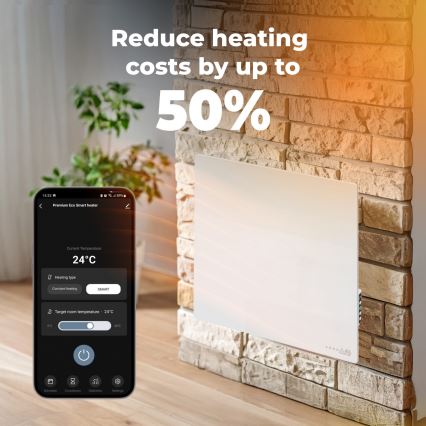 AENO - умная электрическая инфракрасная панель 500 Вт, таймер/термостат, Wi-Fi, белая