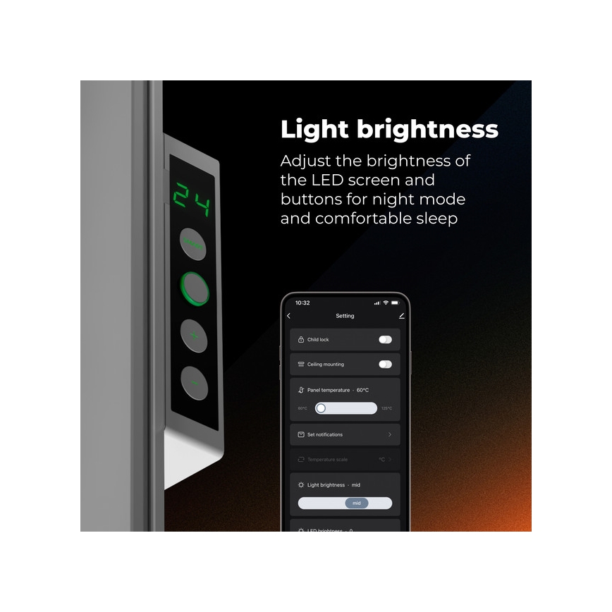 AENO - умная электрическая инфракрасная панель 500 Вт, таймер/термостат, Wi-Fi, белая