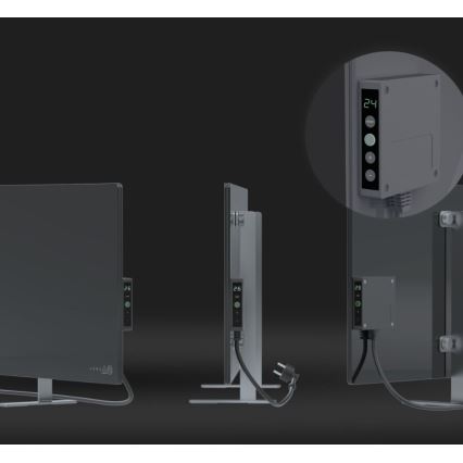 AENO - Умная электрическая инфракрасная панель со светодиодным дисплеем 700W таймер/термостат IP44 Wi-Fi серый