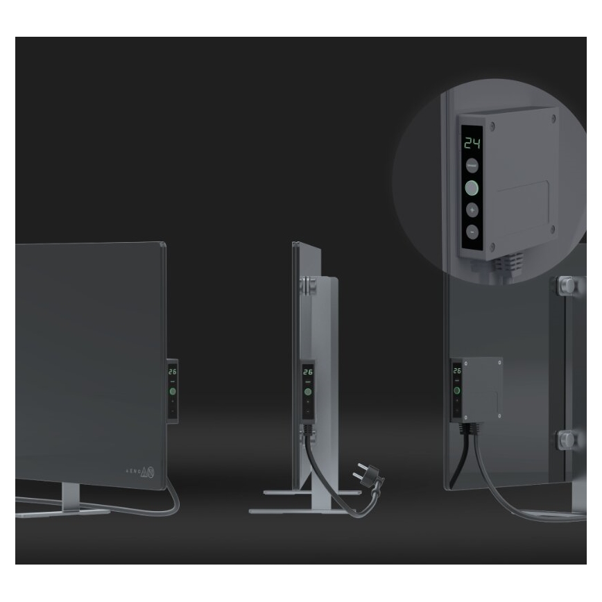 AENO - Умная электрическая инфракрасная панель со светодиодным дисплеем 700W таймер/термостат IP44 Wi-Fi серый