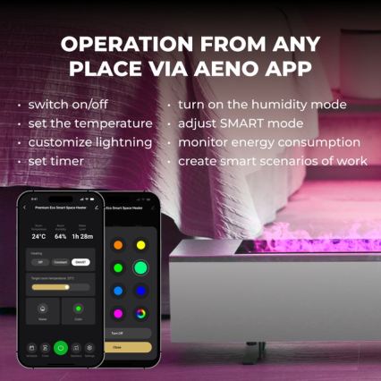 AENO - Умный электрический обогреватель/конвектор 1000/2000 Вт белый