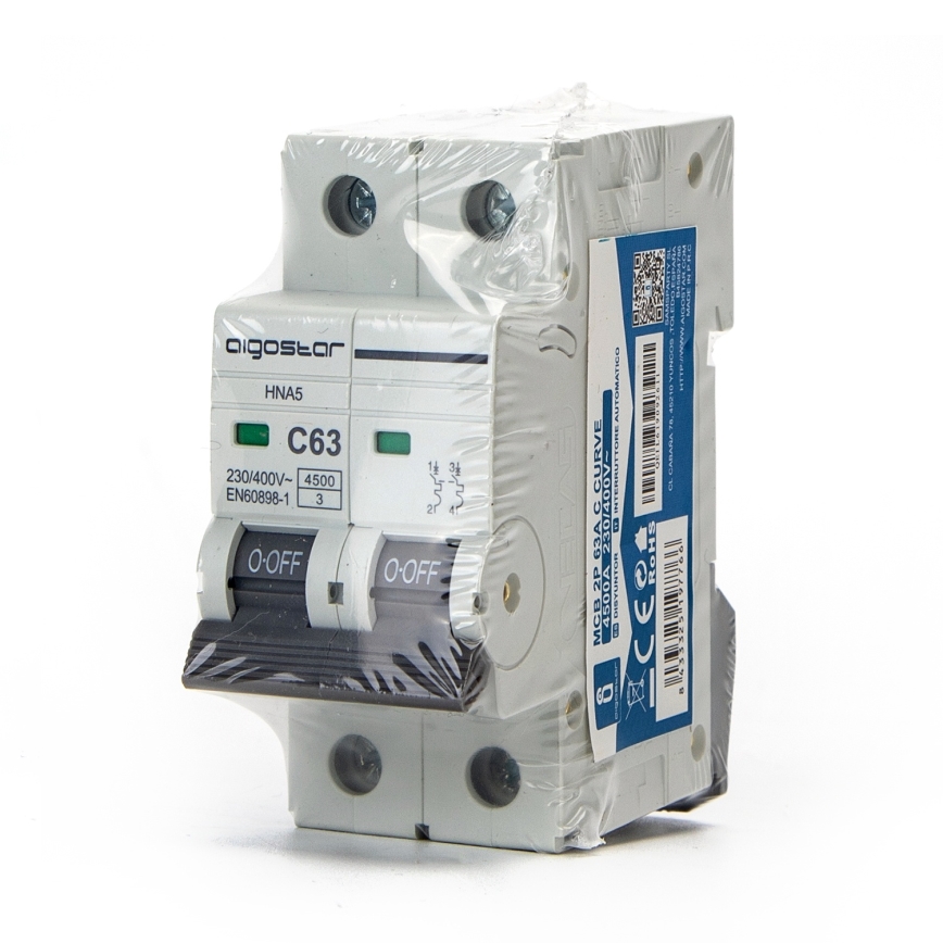 Aigostar - 2-фазний автоматичний вимикач 2P-50A-C 230-400V