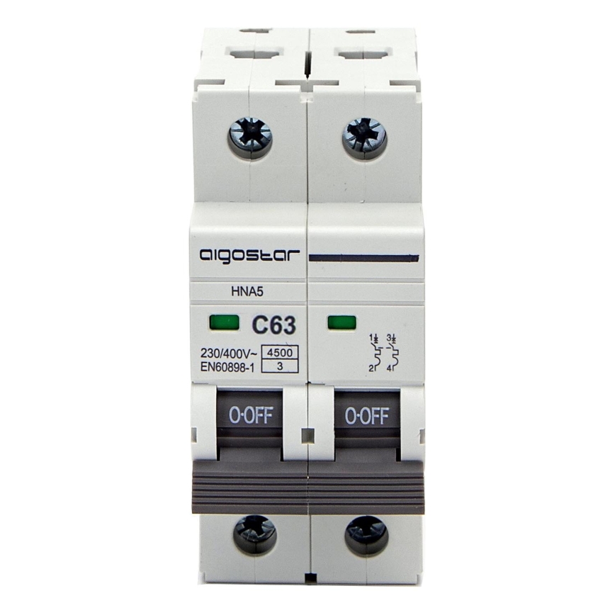 Aigostar - 2-полюсный автоматический выключатель 2P-63A-C 230-400V