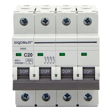 Aigostar - Автоматичний вимикач 4-полюсний 4P-20A-C 400V