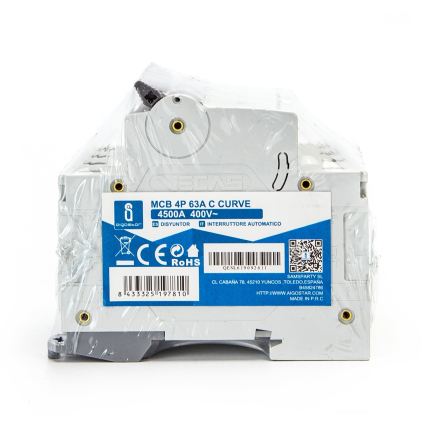 Aigostar - Автоматичний вимикач 4-полюсний 4P-63A-C 400V