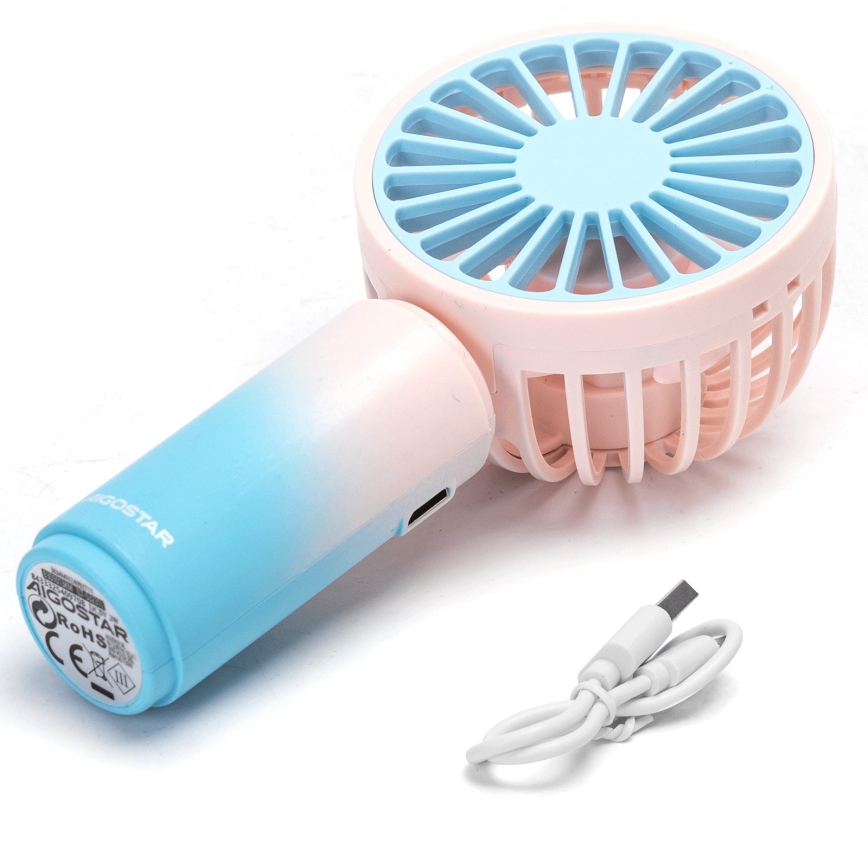 Aigostar - Аккумуляторный карманный вентилятор 3W/5V 500mAh USB розовый/синий