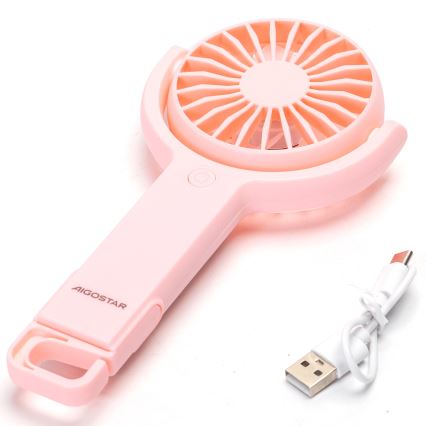 Aigostar - Аккумуляторный карманный вентилятор 4,5W/3,7V 1200mAh USB розовый