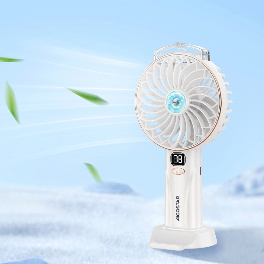 Aigostar - Аккумуляторный карманный вентилятор 5W/5V 2400mAh USB белый