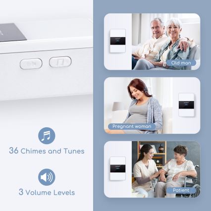 Aigostar - Беспроводной дверной звонок 3xAA/12V IP44 черный/белый