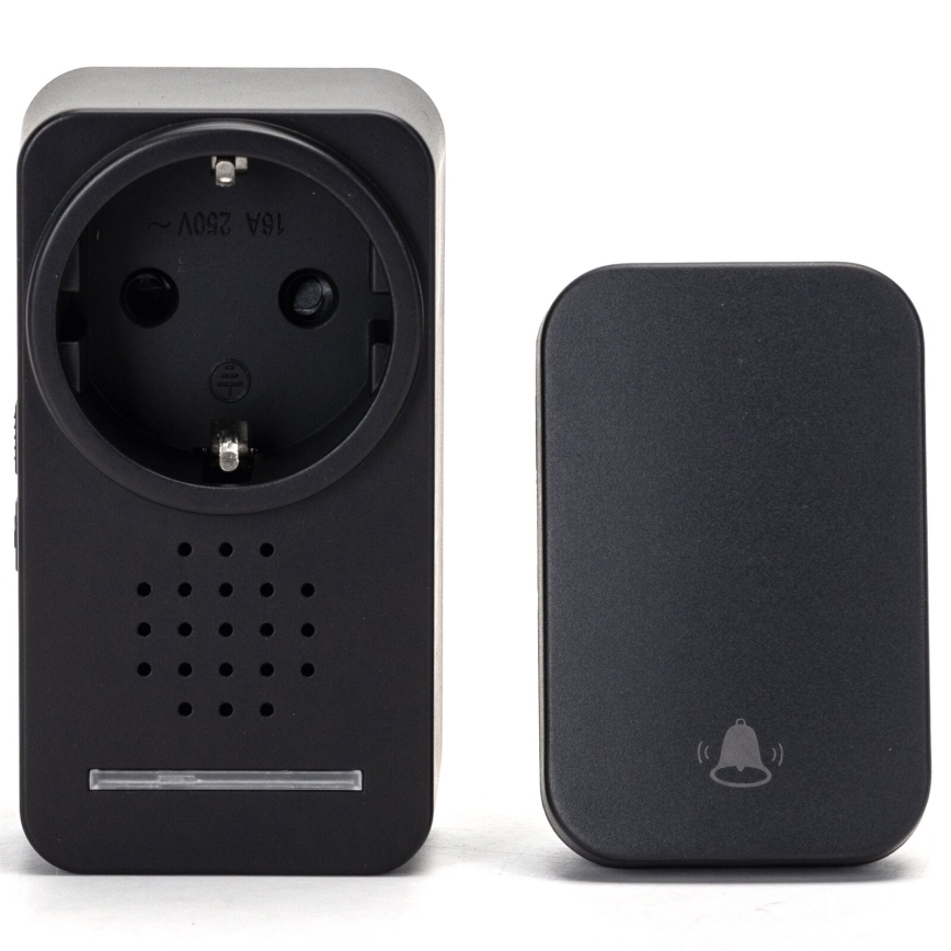 Aigostar - Беспроводной дверной звонок в розетку 1Z 230V IPX4 черный