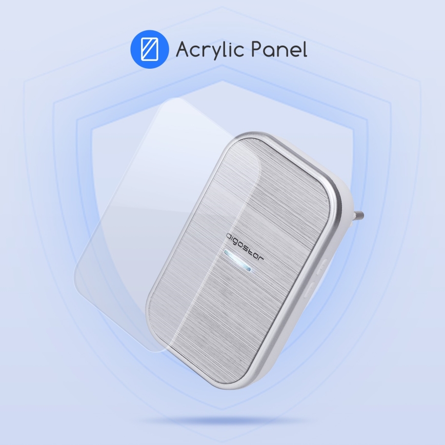 Aigostar - Беспроводной дверной звонок для розетки 230V/12V IP44 серебристый