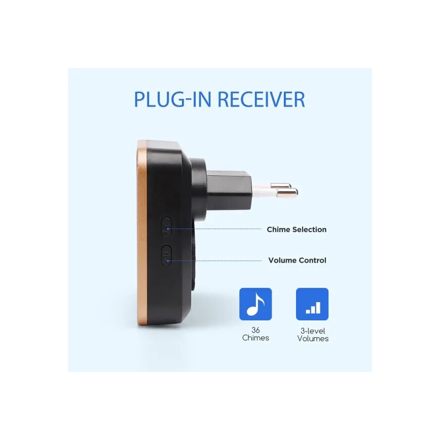 Aigostar - Беспроводной дверной звонок в розетку 230V черный