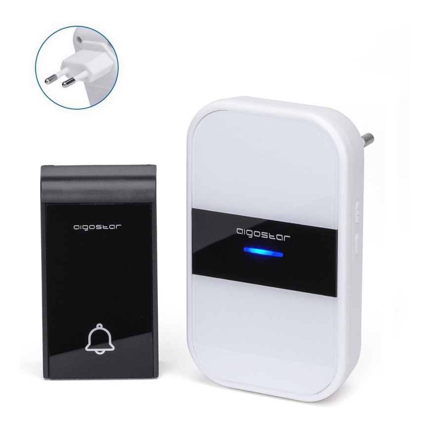 Aigostar - Беспроводной дверной звонок в розетку 230V IP44 белый/черный