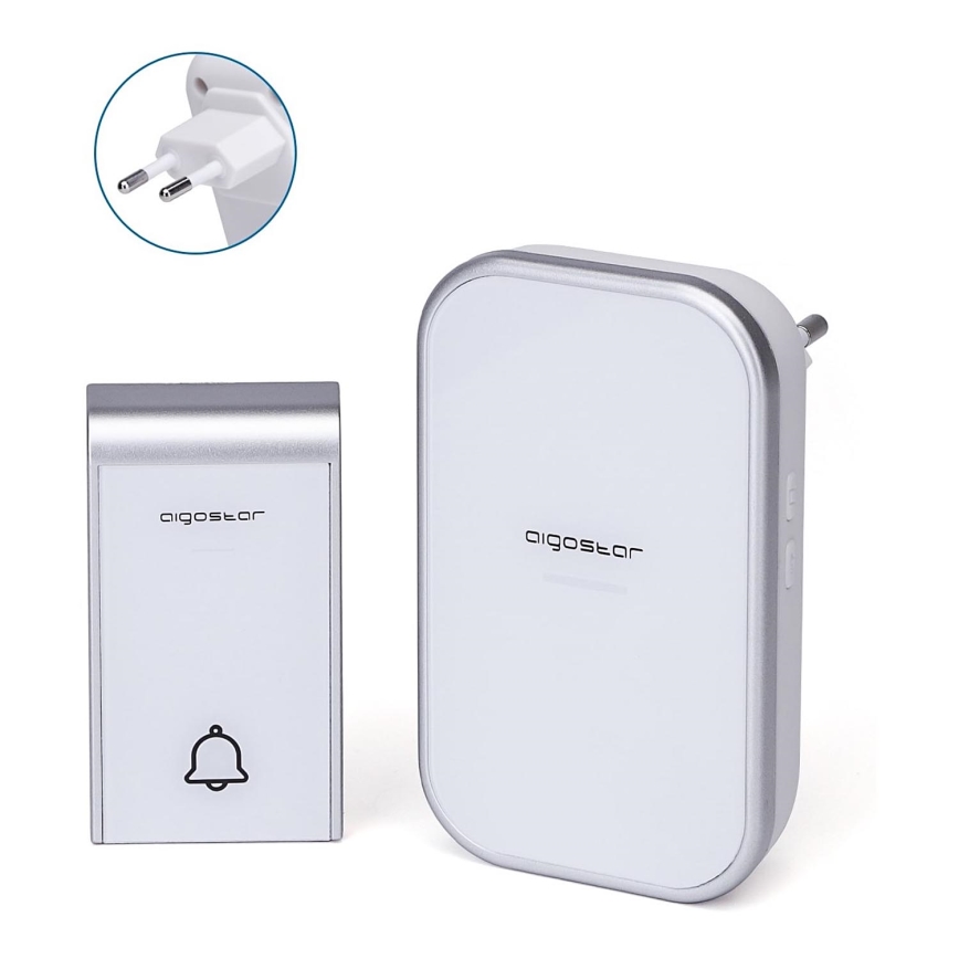 Aigostar - Беспроводной дверной звонок в розетку 230V IP44 белый