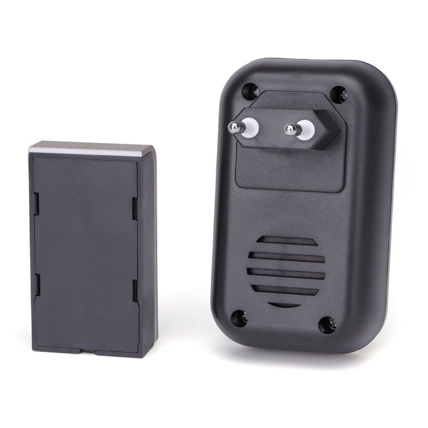 Aigostar - Беспроводной дверной звонок в розетку 230V/12V IP44 черный