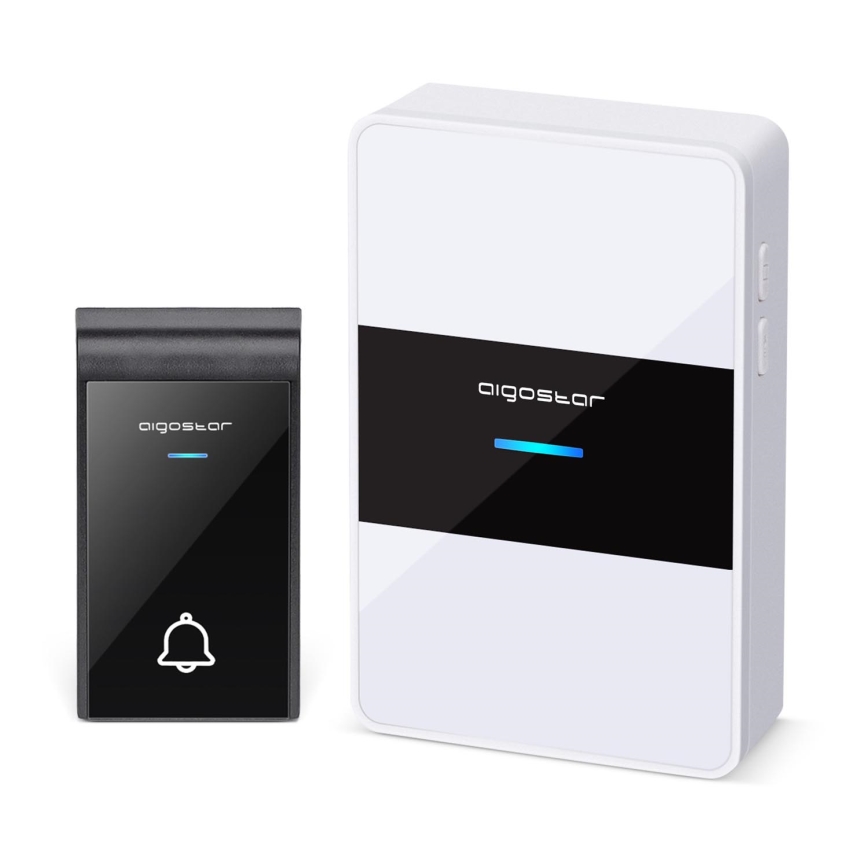 Aigostar - Бездротовий дверний дзвінок 3xAA IP44 чорний/білий
