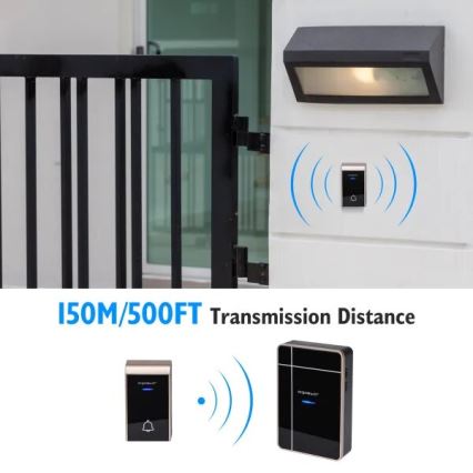 Aigostar - Бездротовий дверний дзвінок 3xAA IP44 чорний/мідний