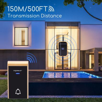 Aigostar - Бездротовий дверний дзвінок у розетку 230V/12V IP44 чорний